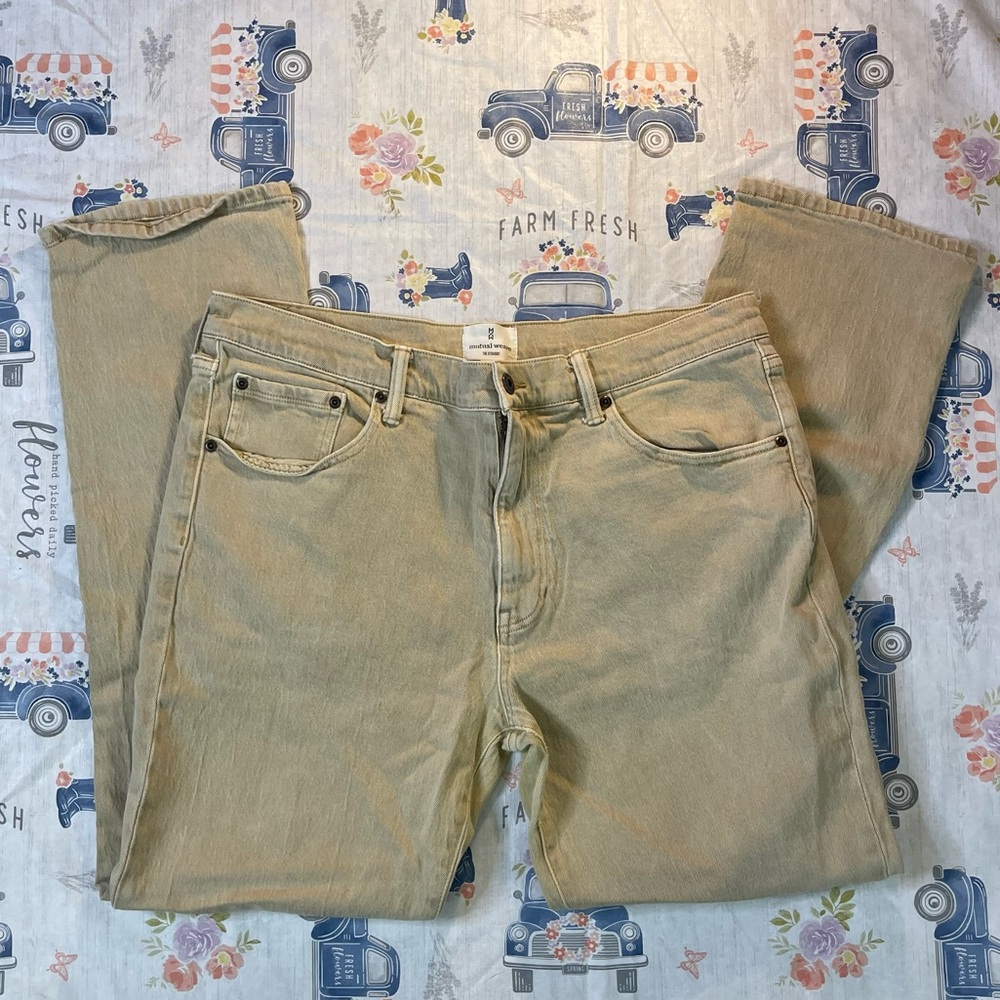 Mutual Weave “The Straight” Oatmeal Straight-Leg Jeans 36x32